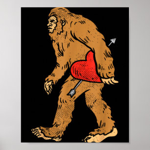 Bigfoot Sasquatch Heart With Arrow Funny Valentine Poster
