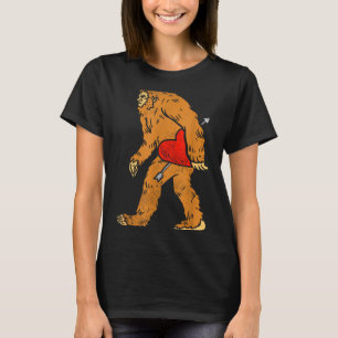 Bigfoot Sasquatch Heart With Arrow Funny Valentine T-Shirt