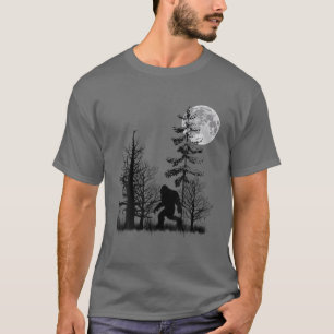 Bigfoot Sasquatch Hiding In Forest With Moon T-Shirt