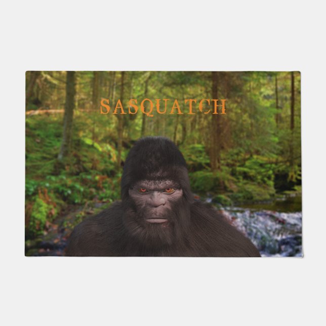 BIGFOOT SASQUATCH IN THE WOODS DOORMAT (Front)