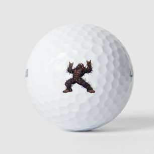 Bigfoot Sasquatch Merry Metal Christmas Rock Golf Balls