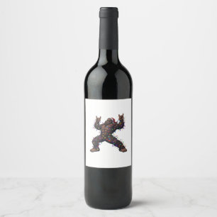 Bigfoot Sasquatch Merry Metal Christmas Rock Wine Label