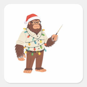 Bigfoot Sasquatch Nurse Christmas Nursing Square Sticker