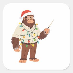 Bigfoot Sasquatch Nurse Christmas Nursing Square Sticker
