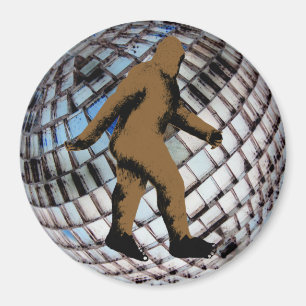 Bigfoot Sasquatch on Disco Ball Magnet