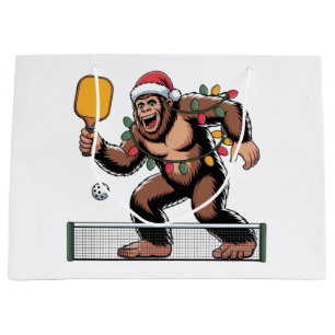 Bigfoot Sasquatch Pickleball Christmas 2026 Large Gift Bag