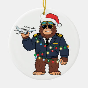Bigfoot Sasquatch Pilot Christmas 2026 Holiday Ceramic Tree Decoration