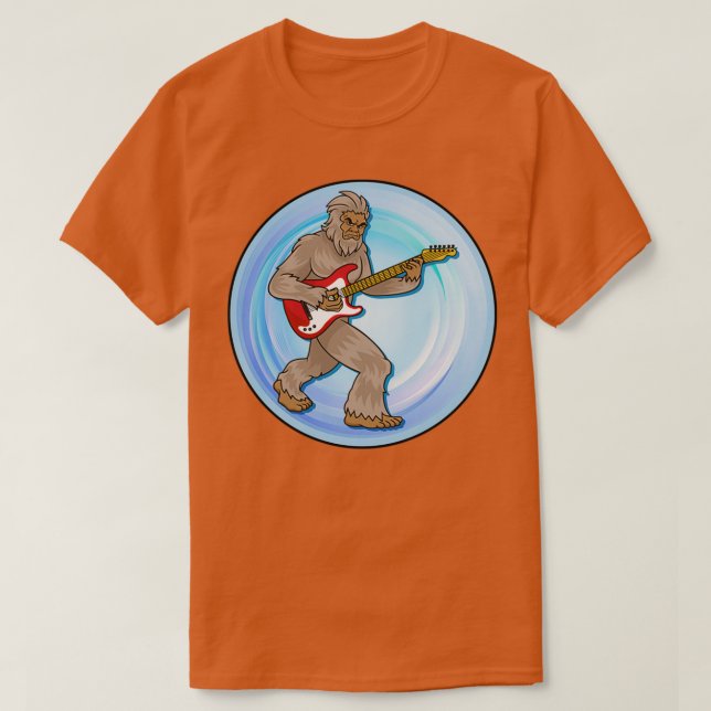 Bigfoot Sasquatch Playing a Guitar T-Shirt (Design Front)