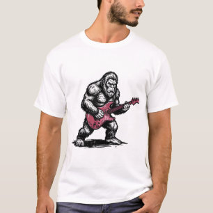 Bigfoot Sasquatch Playing Electric Guitar T-Shirt