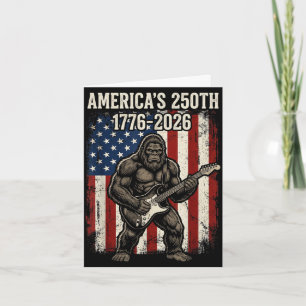 Bigfoot sasquatch playing guitar 250 years flag card