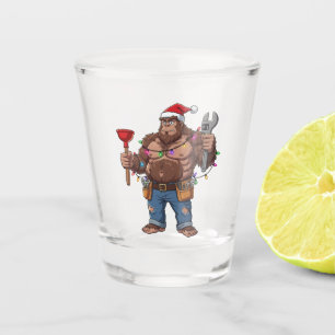 Bigfoot Sasquatch Plumber Christmas 2026 Holiday Shot Glass