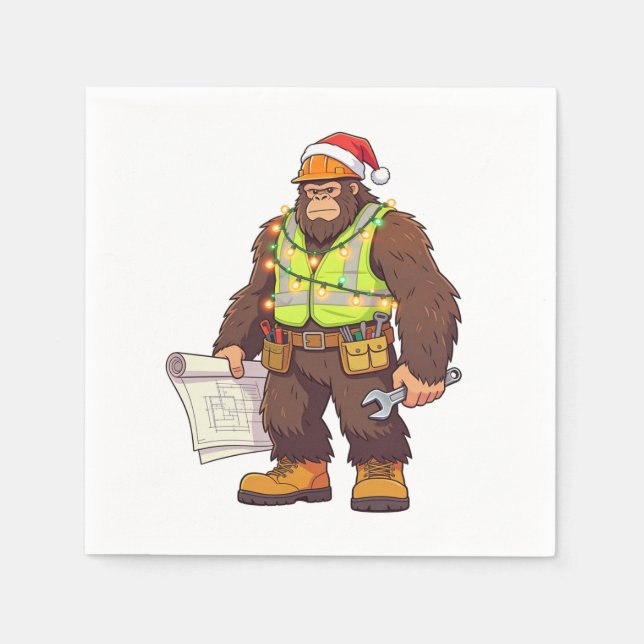 Bigfoot Sasquatch Plumber Funny  Blue collar Napkin (Front)