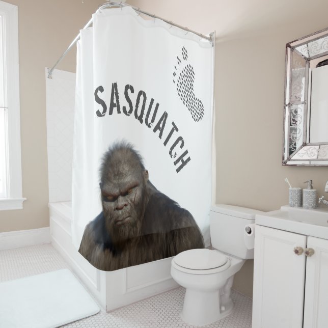 BIGFOOT SASQUATCH PORTRAIT Shower Curtain (In Situ)