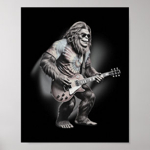 Bigfoot, Sasquatch Retro Guitar Jam, Fun Good Vibe Poster