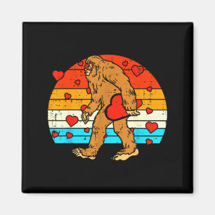 Bigfoot Sasquatch Retro Heart Funny Valentines Day Magnet