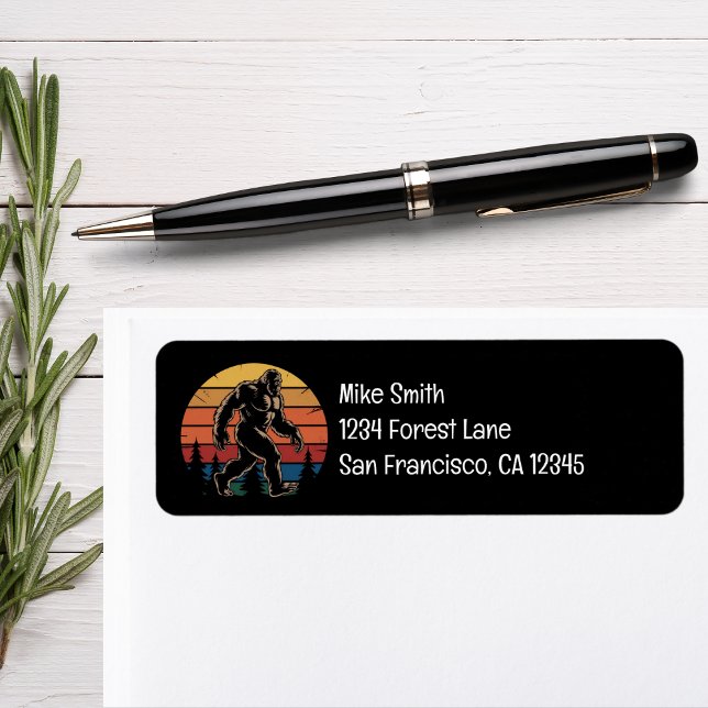 BigFoot Sasquatch Retro Sunset Forest Address  (Creator Uploaded)