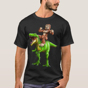 Bigfoot Sasquatch Riding Dinosaur Funny T-Rex T-Shirt