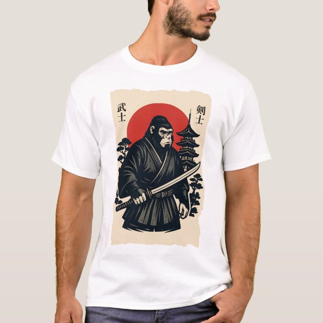 Bigfoot Sasquatch Samurai Katana T-Shirt (Front)