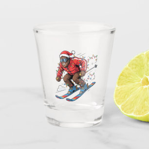 Bigfoot Sasquatch Skiing Christmas 2026 Holiday Shot Glass