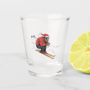 Bigfoot Sasquatch Skiing Christmas Ice Skiing Shot Glass