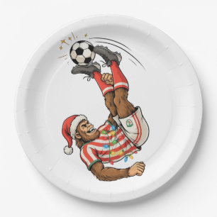 Bigfoot Sasquatch Soccer Christmas Holiday Sport Paper Plate
