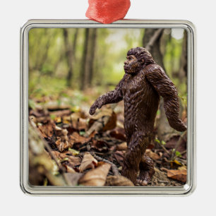 Bigfoot   Sasquatch Square Metal Christmas Ornamen Tree Decoration