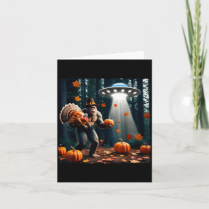 Bigfoot Sasquatch Turkey Ufos Funny Thanksgiving D Card