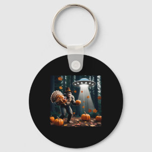 Bigfoot Sasquatch Turkey Ufos Funny Thanksgiving D Key Ring