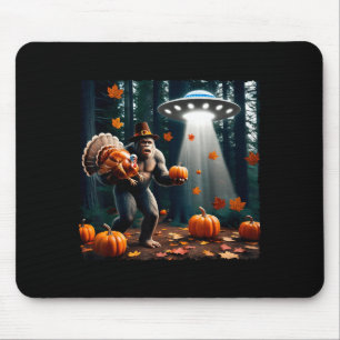 Bigfoot Sasquatch Turkey Ufos Funny Thanksgiving D Mouse Pad