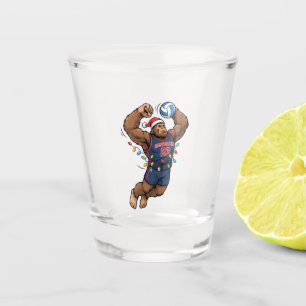 Bigfoot Sasquatch Volleyball Christmas Sport Shot Glass
