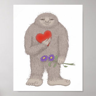Bigfoot Sasquatch Yet in Love Weird Poster