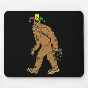 Bigfoot Sasquatsh Jester Hat Beads Funny Mardi Gra Mouse Pad