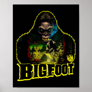 Bigfoot Scary Camping Forest Woods Sasquatch Tent  Poster