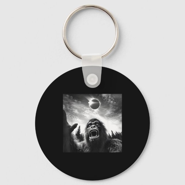 Bigfoot Selfie Total Solar Eclipse Key Ring (Front)