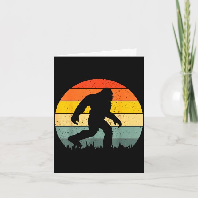 Bigfoot silhouette retro sunset funny sasquatch card (Front)