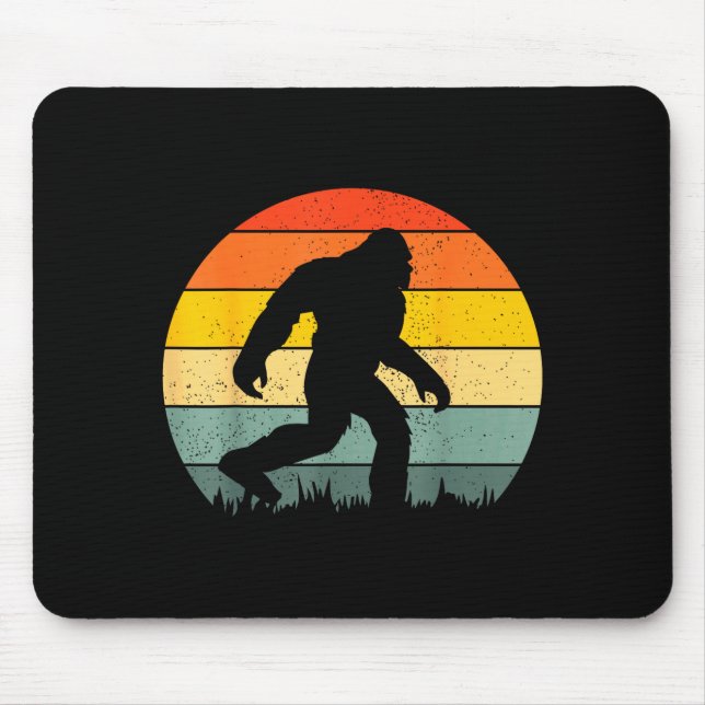 Bigfoot silhouette retro sunset funny sasquatch mouse pad (Front)