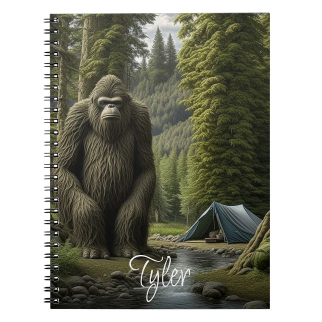 Bigfoot sitting in the Woods Personalised Notebook (Front)