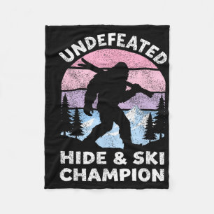 Bigfoot Skier Hide And Ski Champion Undefeated Ret Fleece Blanket