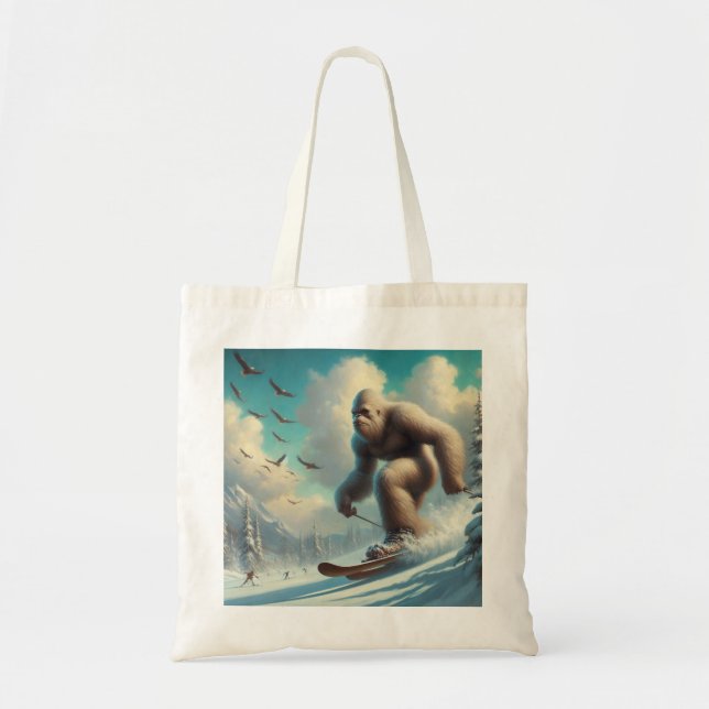 Bigfoot Skiing Tote Bag (Front)