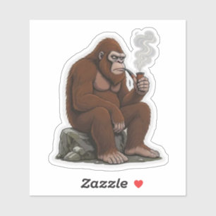 Bigfoot Smoking a Pipe