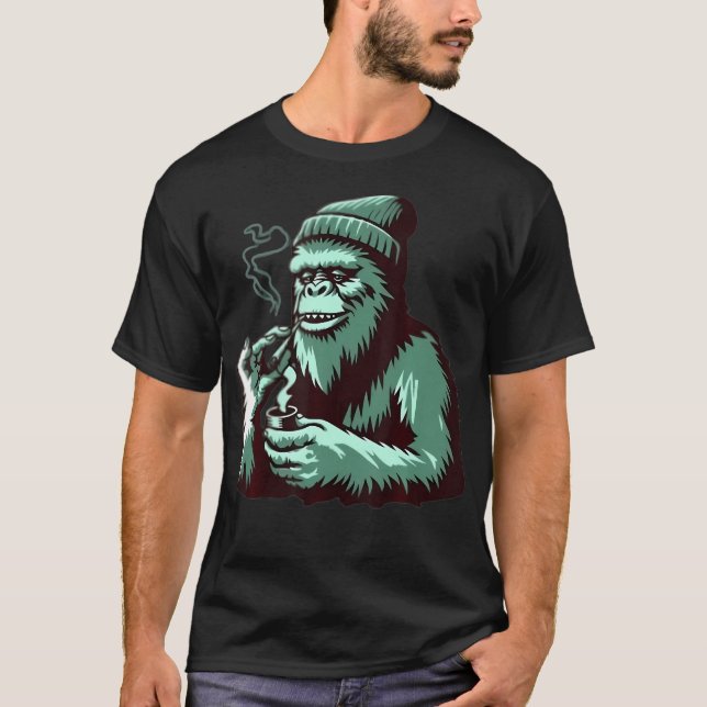 Bigfoot Smoking Weed T-Shirt (Front)