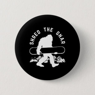 Bigfoot Snowboard Shredding Gnar Sasquatch Snowboa 6 Cm Round Badge