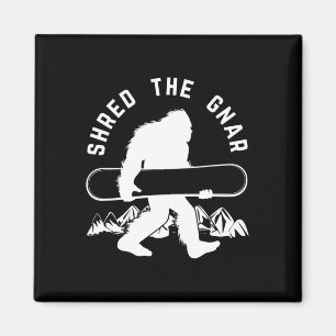 Bigfoot Snowboard Shredding Gnar Sasquatch Snowboa Magnet