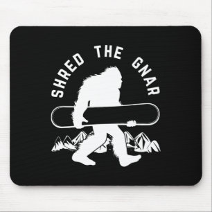 Bigfoot Snowboard Shredding Gnar Sasquatch Snowboa Mouse Pad