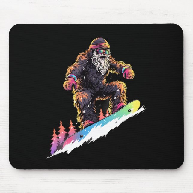 Bigfoot Snowboard Snowboarder Winter  Mouse Pad (Front)