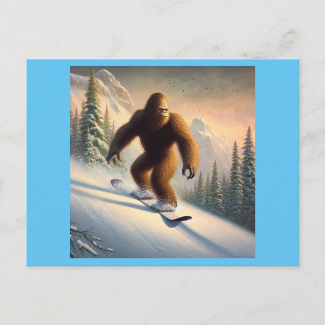 Bigfoot Snowboarding Postcard (Front)
