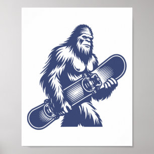 Bigfoot Snowboarding Shirt Snowboarder Sasquatch S Poster