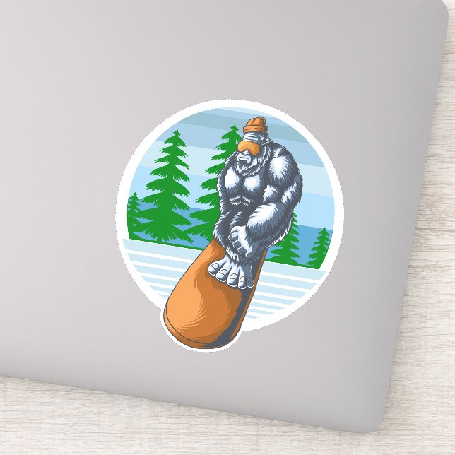 Bigfoot Snowboarding The Slopes  (Detail)