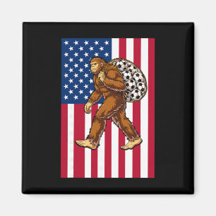 Bigfoot Soccer Usa Flag Funny Patriotic Sasquatch  Magnet