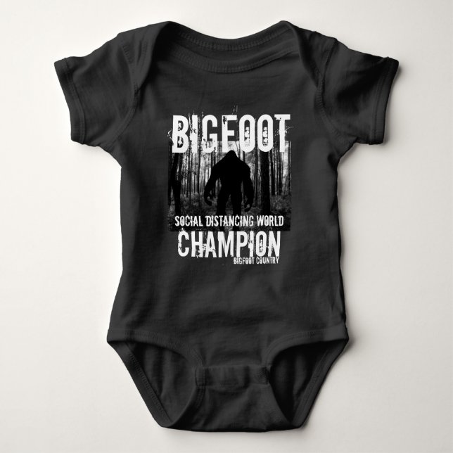 Bigfoot Social Distancing champion Baby Bodysuit (Front)